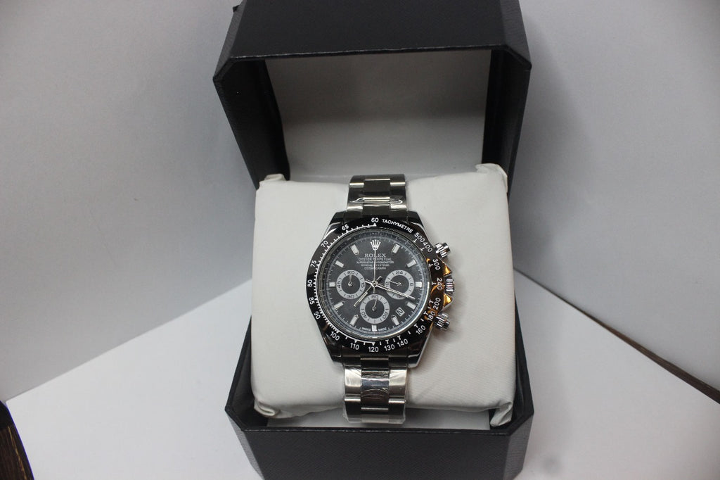 Rolex Black Edition 3-Dial Watch – Luxury Chronograph Timepiece
