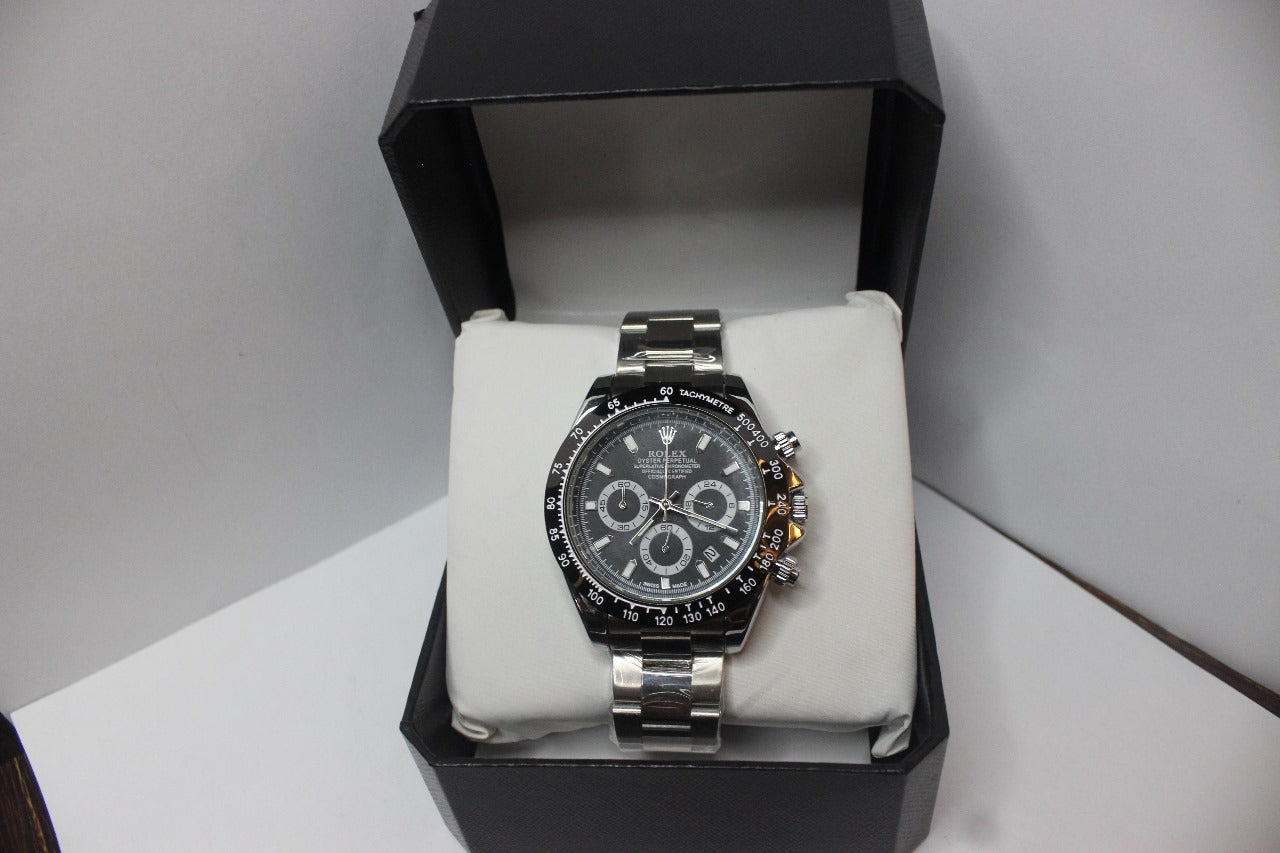 Rolex Black Edition 3-Dial Watch – Luxury Chronograph Timepiece