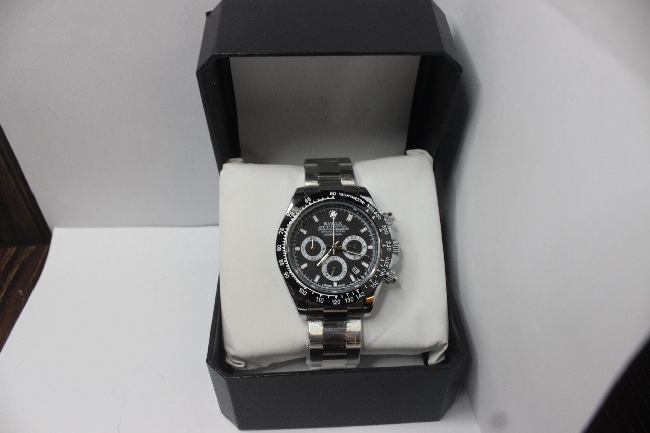 Rolex Black Edition 3-Dial Watch – Luxury Chronograph Timepiece
